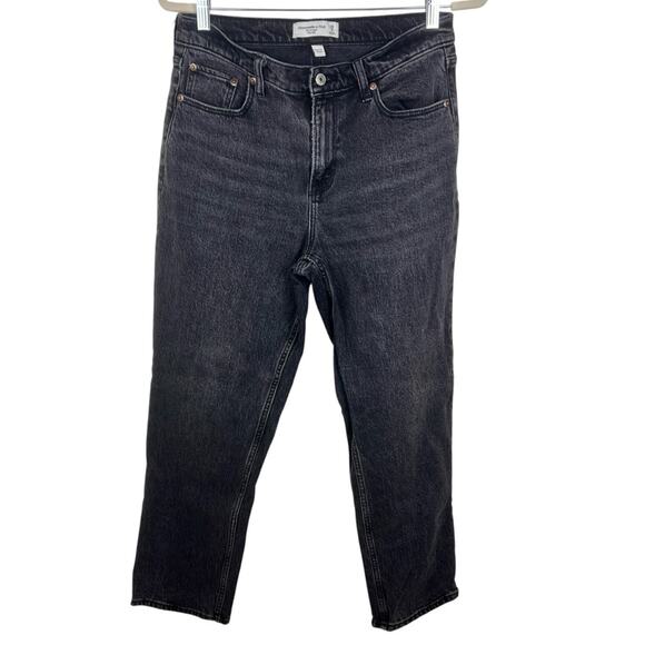 Abercrombie & Fitch Curve Love Black Straight Mid Rise Jeans 29/8 SHORT - Picture 1 of 4